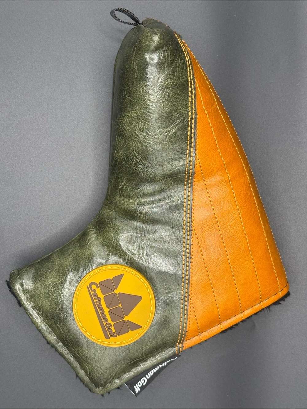 Craftsman Golf Green and Orange Leather Putter Cover